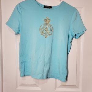 Ralph Lauren Womens Y2K-Inspired T-Shirt Blue Size S Used Excellent Condition